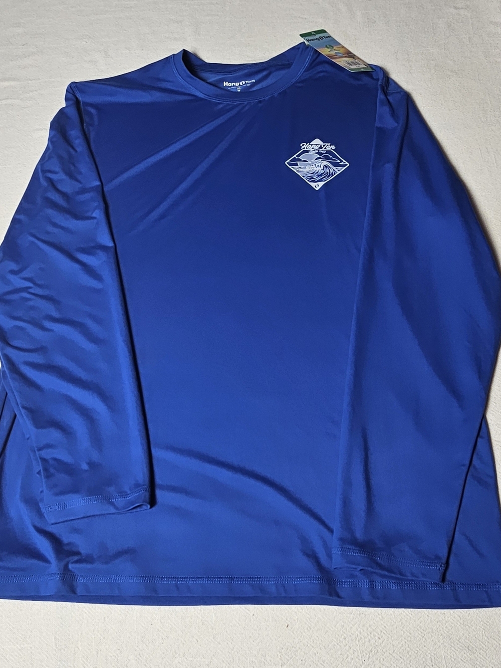 Hang‎ Ten Tidal Long Sleeve Sun Tee Mens Size XL Royal Blue NWT